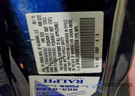 2014 Honda Odyssey Lx from USA, damaged, VIN 5FNRL5H29EB121958